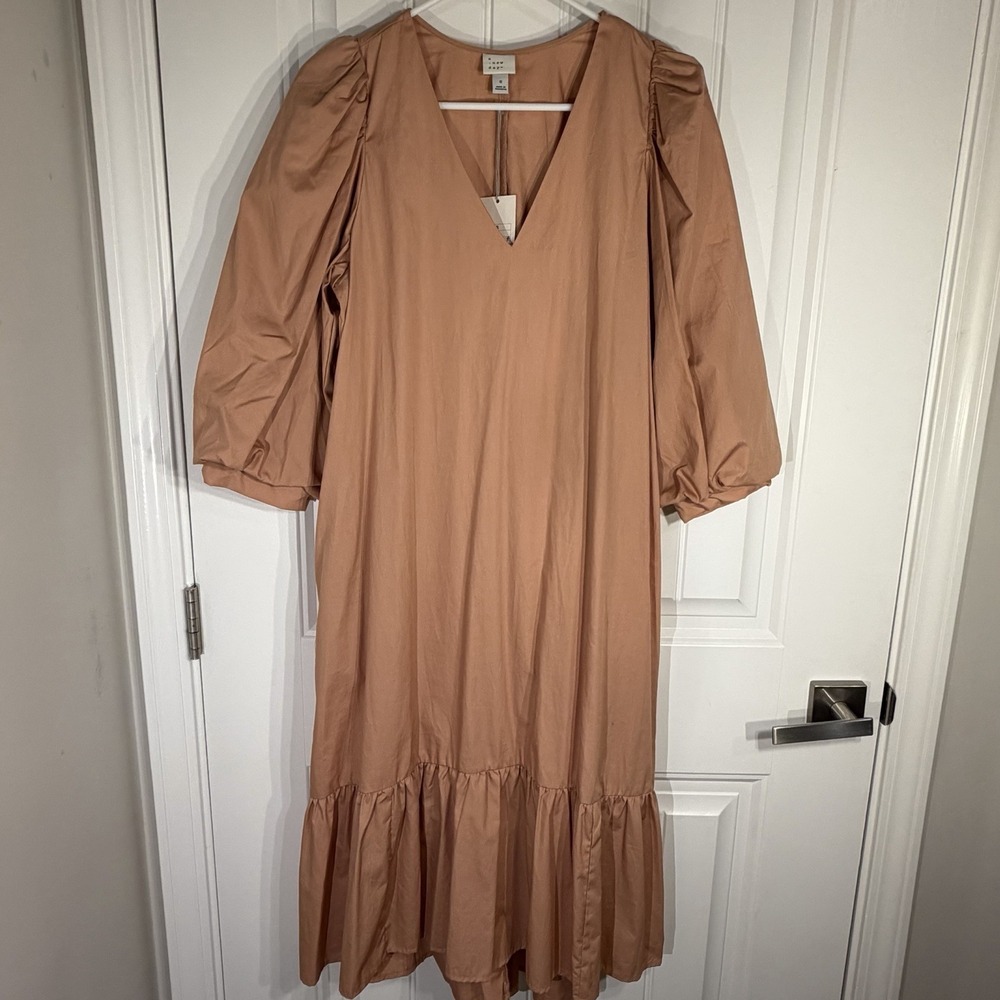 A New Day Blush Pink Puff Sleeve Midi Dress Women's Small Cottagecore